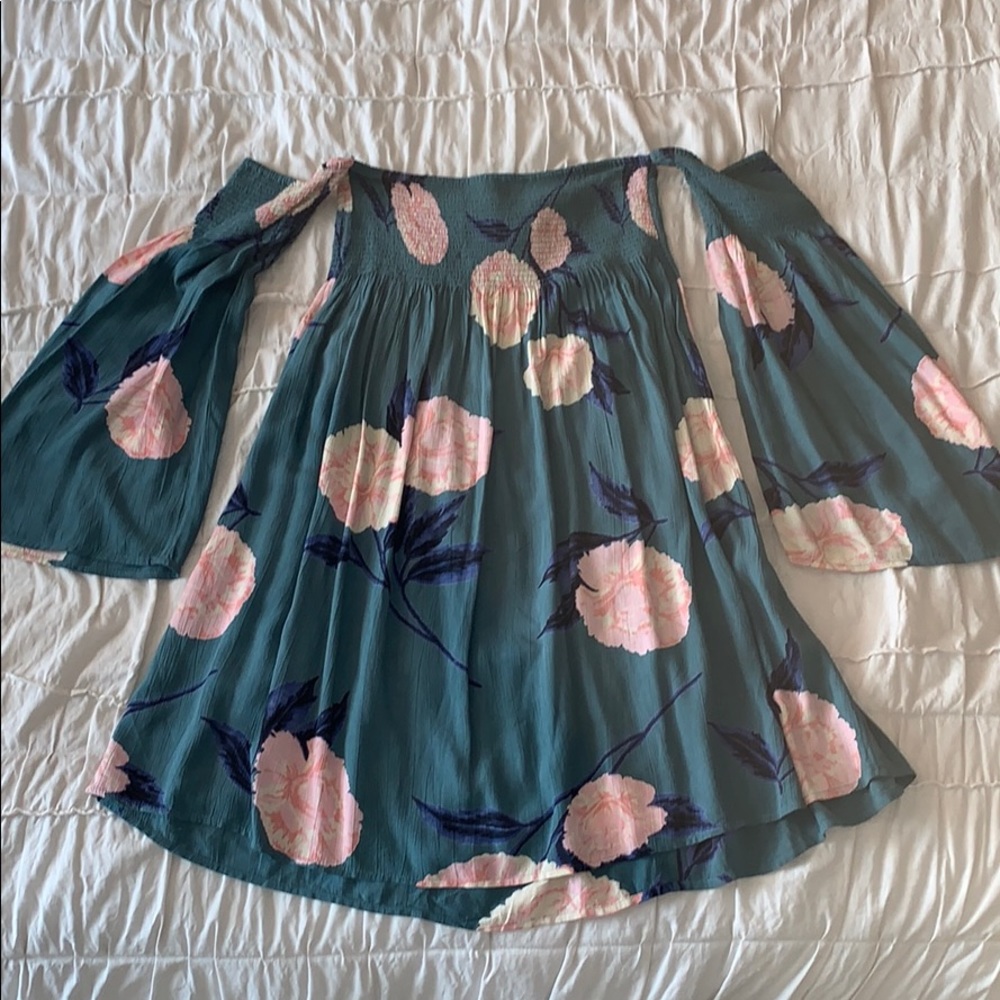 Floral Off the Shoulder Long Sleeve Flowy Dress